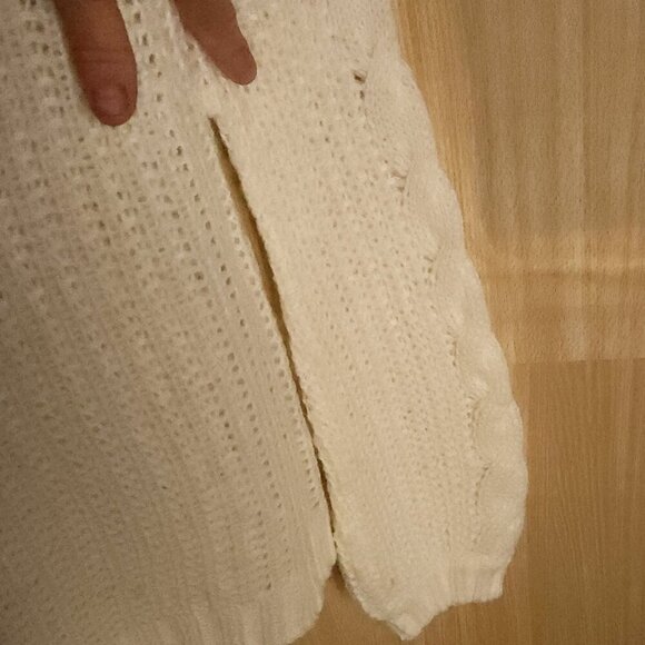 Planet Gold Winter White Womens Chunky Knit Cowl Neck Sweater Large - Picture 4 of 5